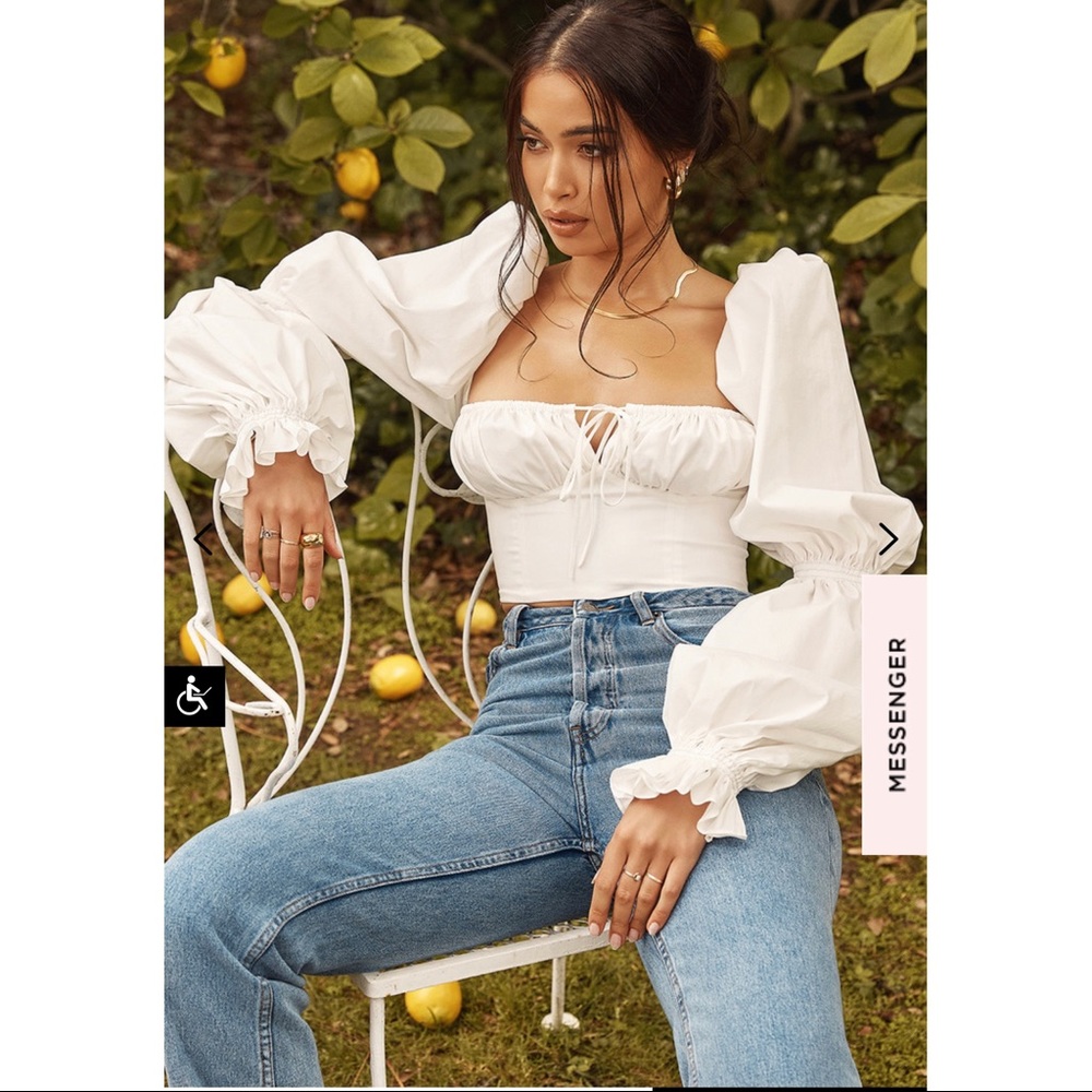 House of cb Millicent WHITE POPLIN CROP CORSET TOP